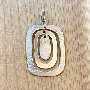 Pendant - Necklace - Rectangle - Cut-Out - Polished Silver & Brushed Nickel